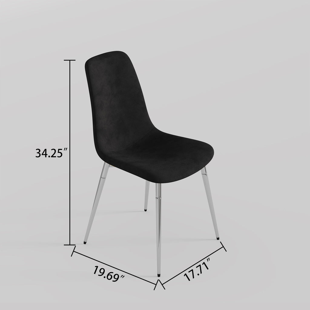 Dining Chairs, Upholstered Armless Accent Chairs, Classical Appearance And Metal Legs (Set of 4)