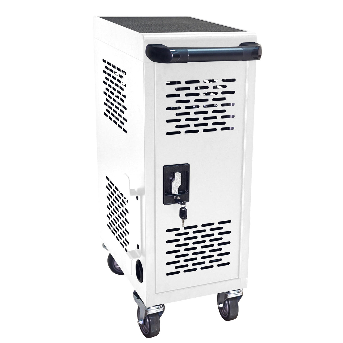 16 Bay Mobile School Charging Cart Station For Chromebook, Tablet And Laptop Computer With Power Strip Included - White