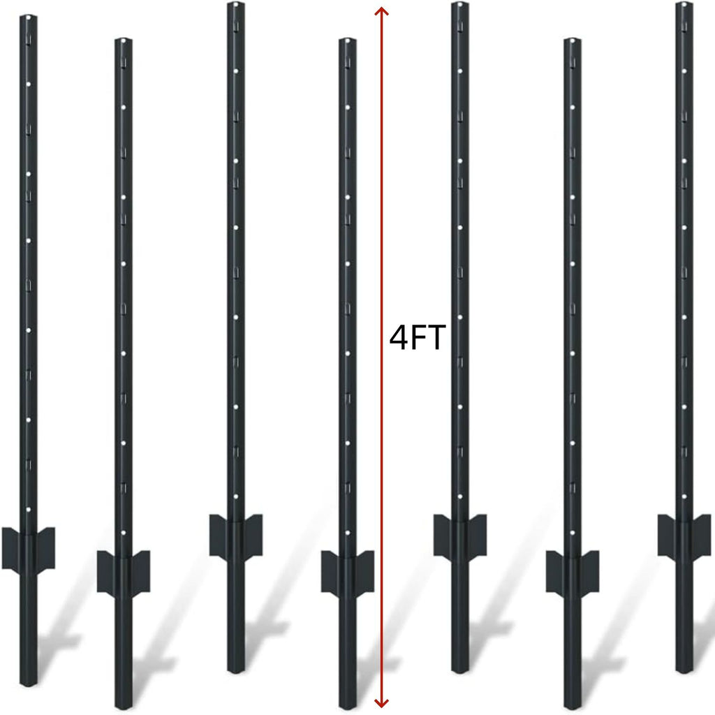 4 Foot U-Shaped Metal Garden Fence Posts Set For Wire Fencing