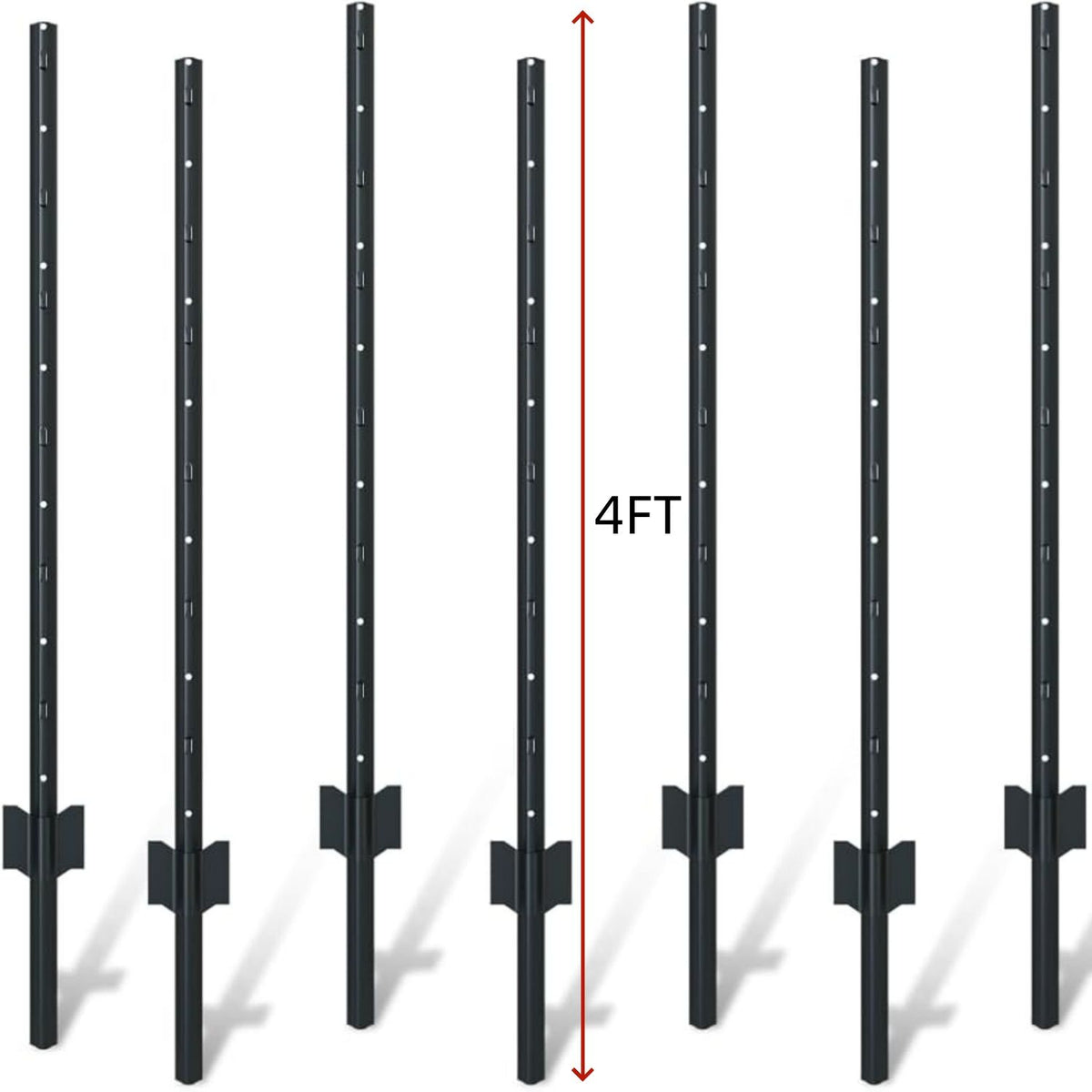 4 Foot U-Shaped Metal Garden Fence Posts Set For Wire Fencing