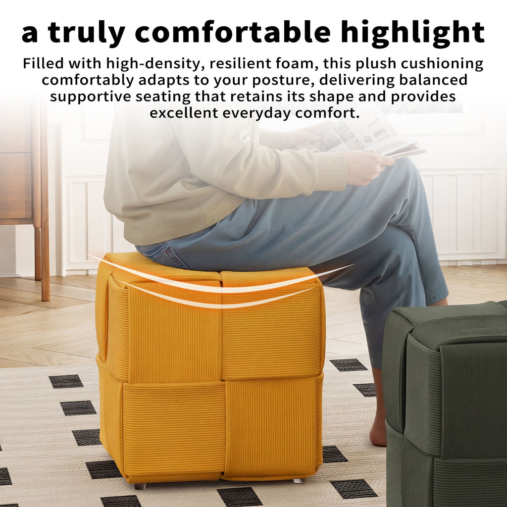 Modern Ottoman Foot Rest With Woven Design
