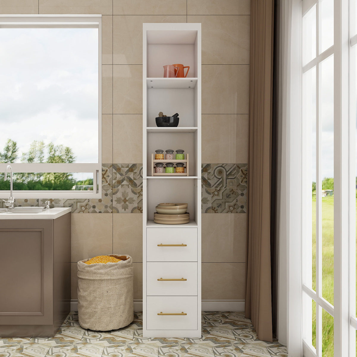 Tall Storage Cabinet With Drawers And Shelves