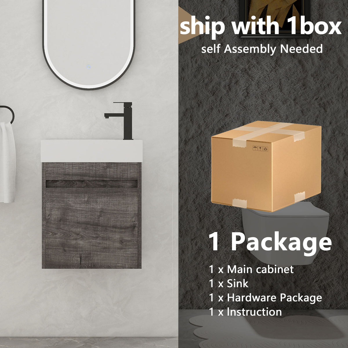 Sink Floating Bathroom Vanity With Soft Close Cabinet Door