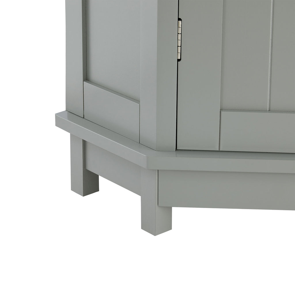 Triangle Corner Bathroom Cabinet With Adjustable Shelf, Storage Unit - Gray