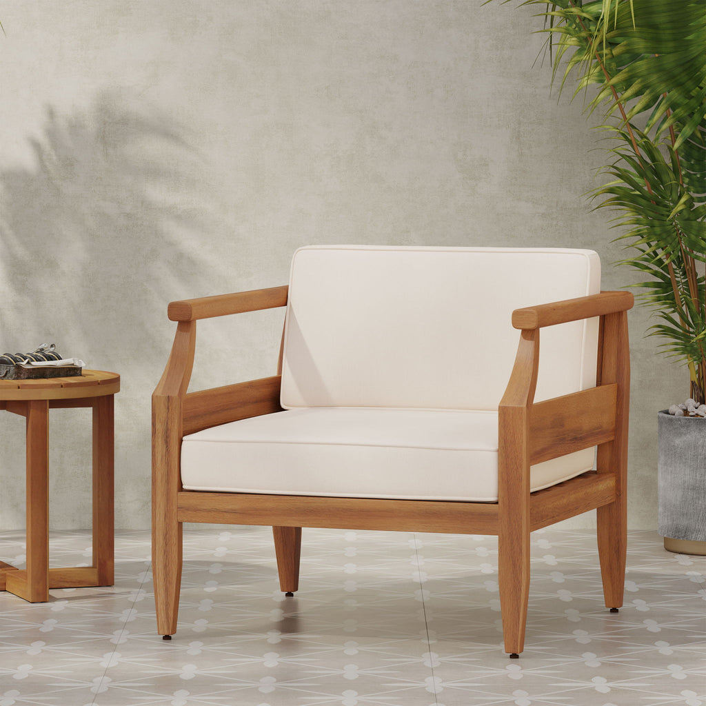 Outdoor Club Chair With Recessed Arms And Cushions