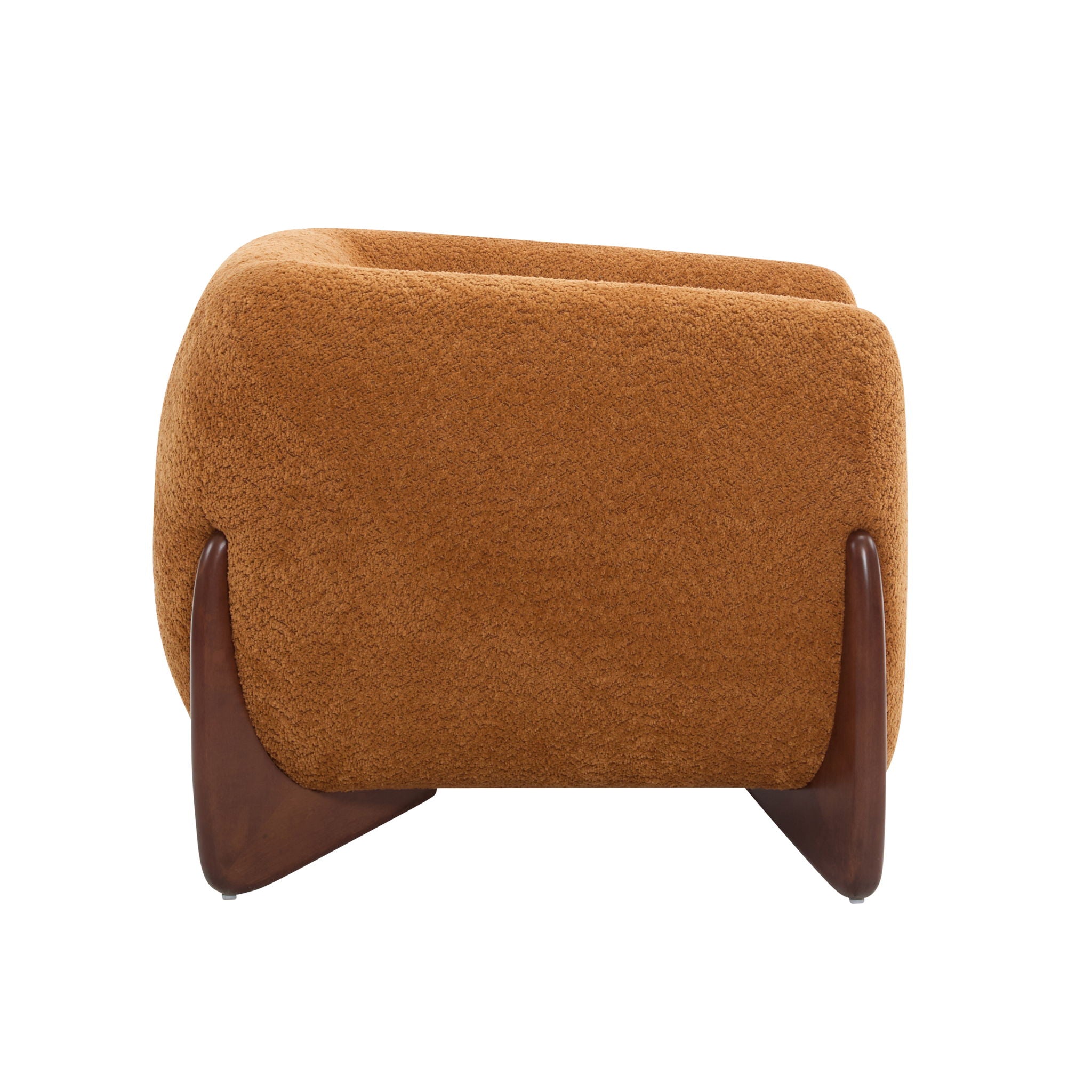 Modern Upholstered Boucle Arm Chair With Tuxedo Design And Triangular Legs
