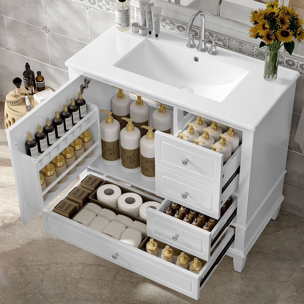 Modern Bathroom Vanity With Sink, 3 Drawers & Cabinet