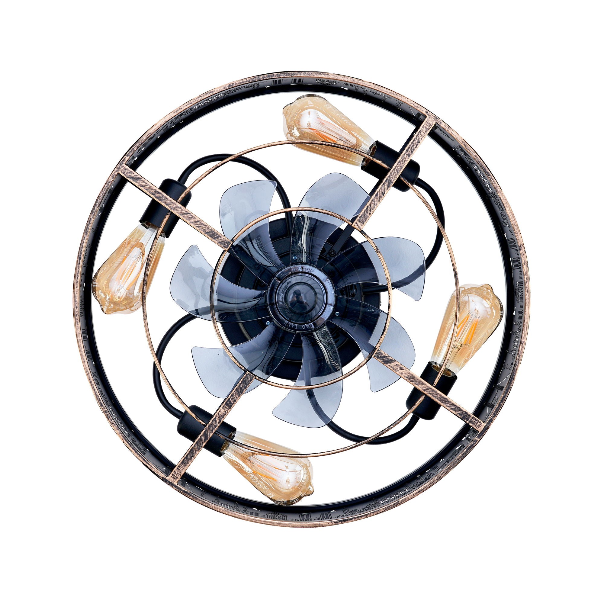 20" Iron Art Ceiling Fans With Remote, Flush Mount Ceiling Fan With 6 Speeds Reversible Motor, Not Included Bulbs - Blush / Gold / Bronze