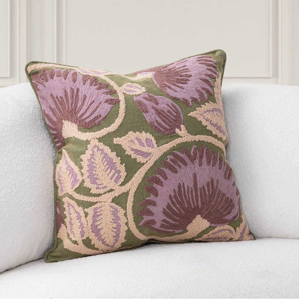 Folly - 22" x 22" Pillow - Olive Green / Multi