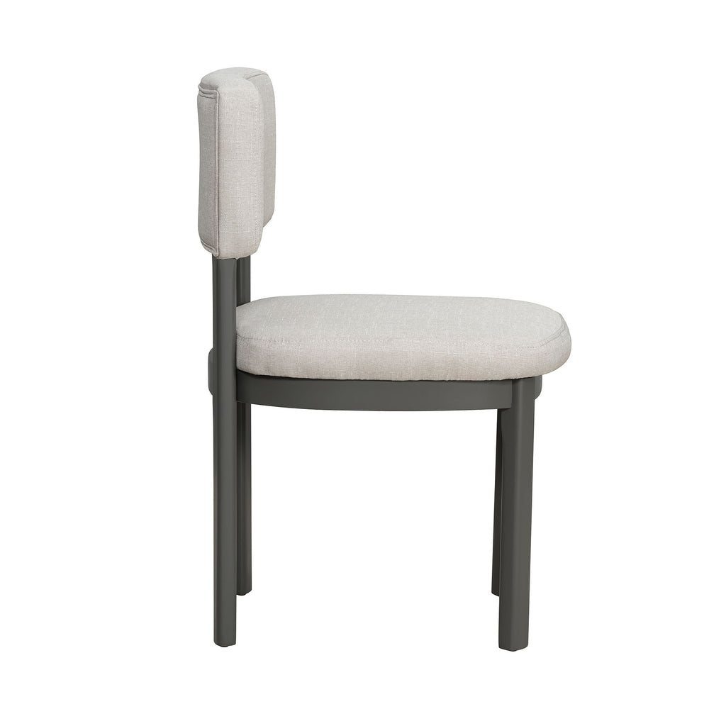 Dining Table Set With 6 Upholstered Chairs, Rectangular Table With Cutout Legs