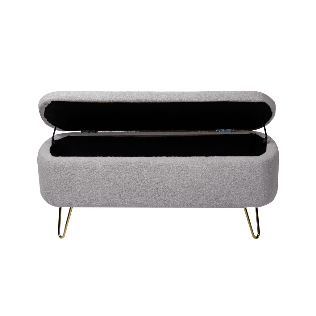 Storage Ottoman Bench For End Of Bed Legs, Modern Camel Faux Fur Entryway Bench Upholstered Padded With Storage For Living Room Bedroom