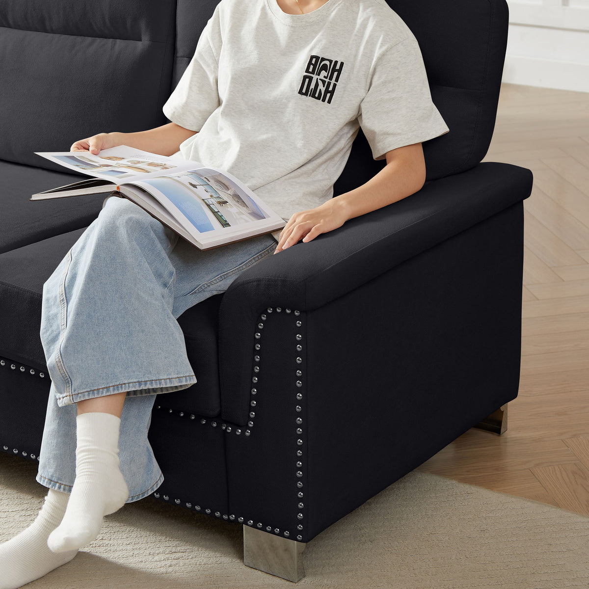 3 Seater Elegant Stationary Sofa