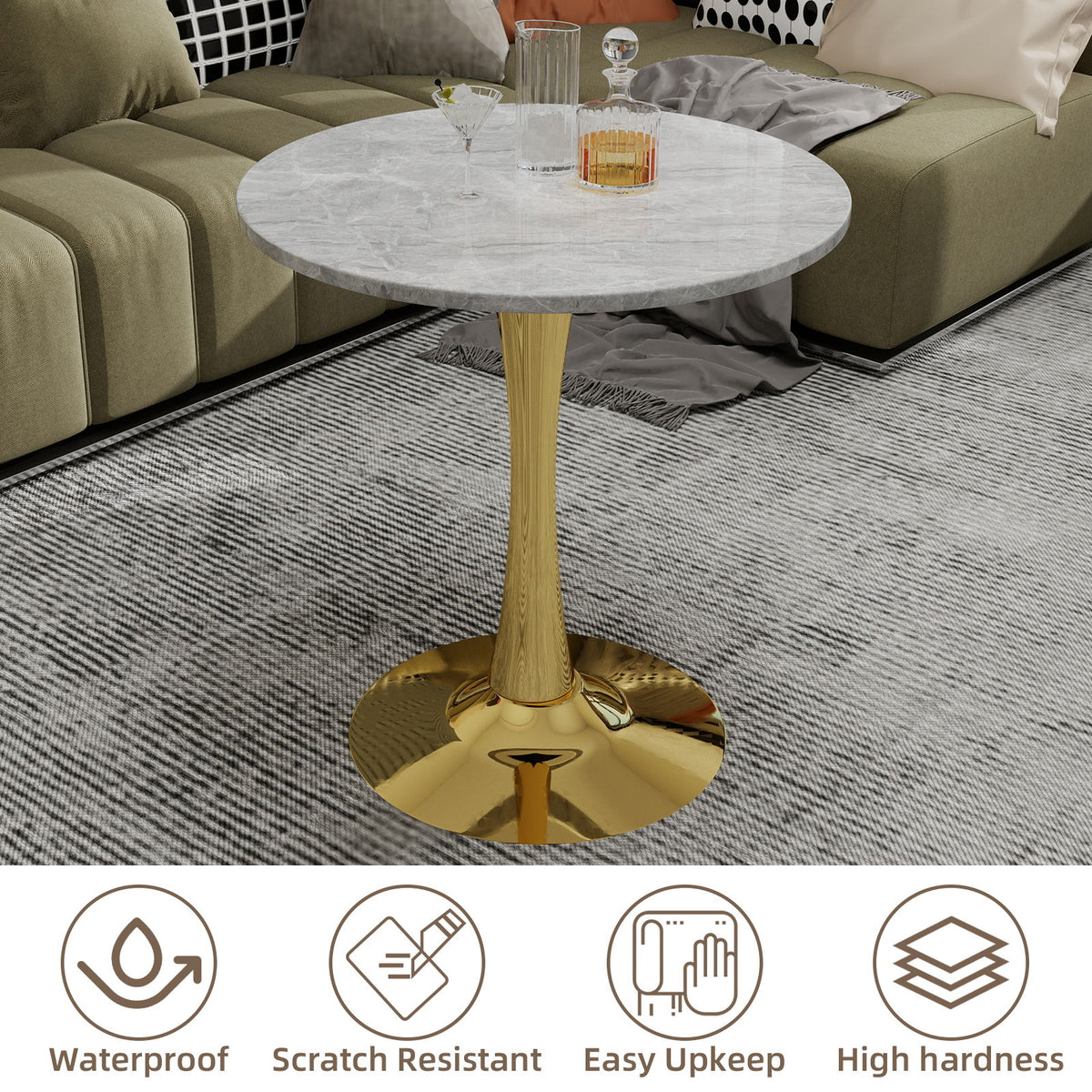 Coffee Table With Round Top For Living Rooms - Golden
