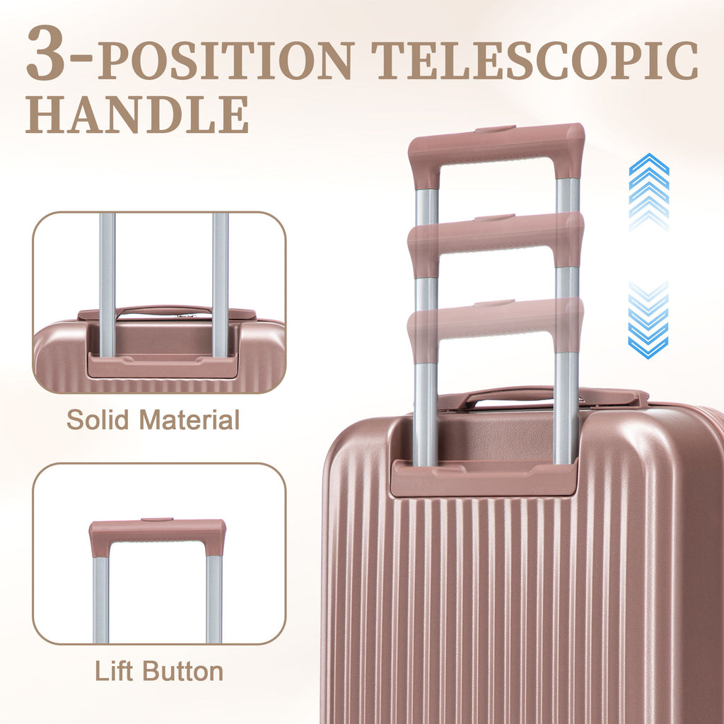 Luggage Set With Cosmetic Case, Combination Lock, Front Opening Design