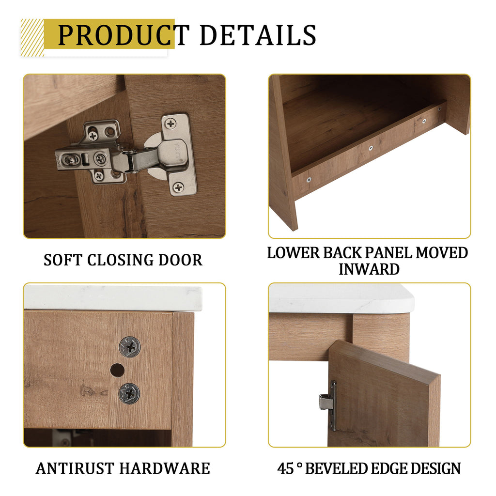 Wall Mounted Bathroom Vanity & Art Sink & 1 Soft Close Door