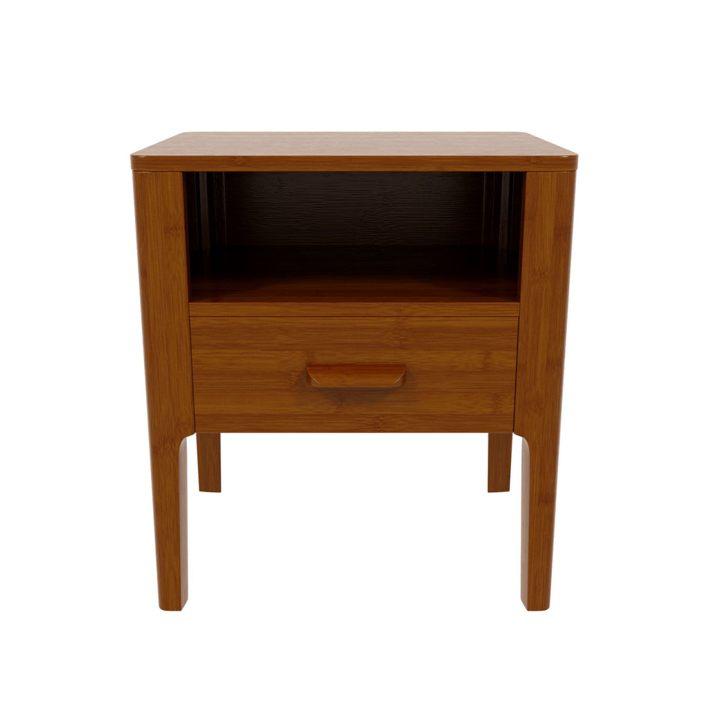 Nightstand With Drawer And Open Shelf - Brown