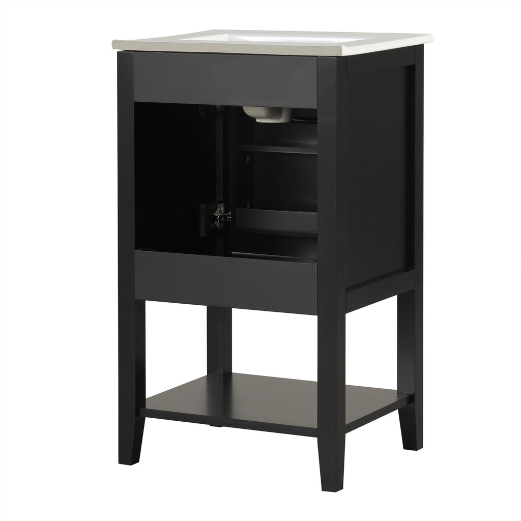 Modern Bathroom Vanity With Sink, Soft-Closing Door And Open Shelf