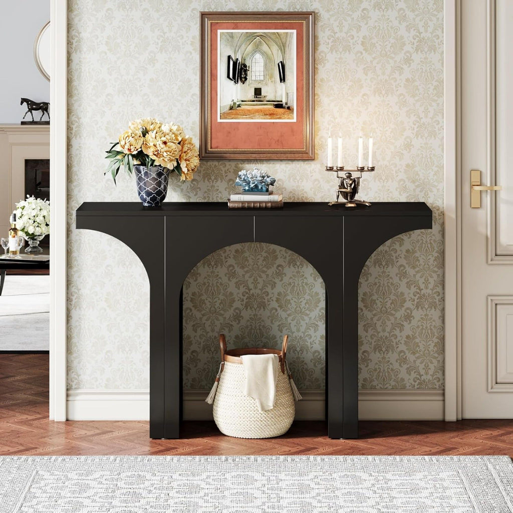 Console Table With Arched Base For Entryway - Black