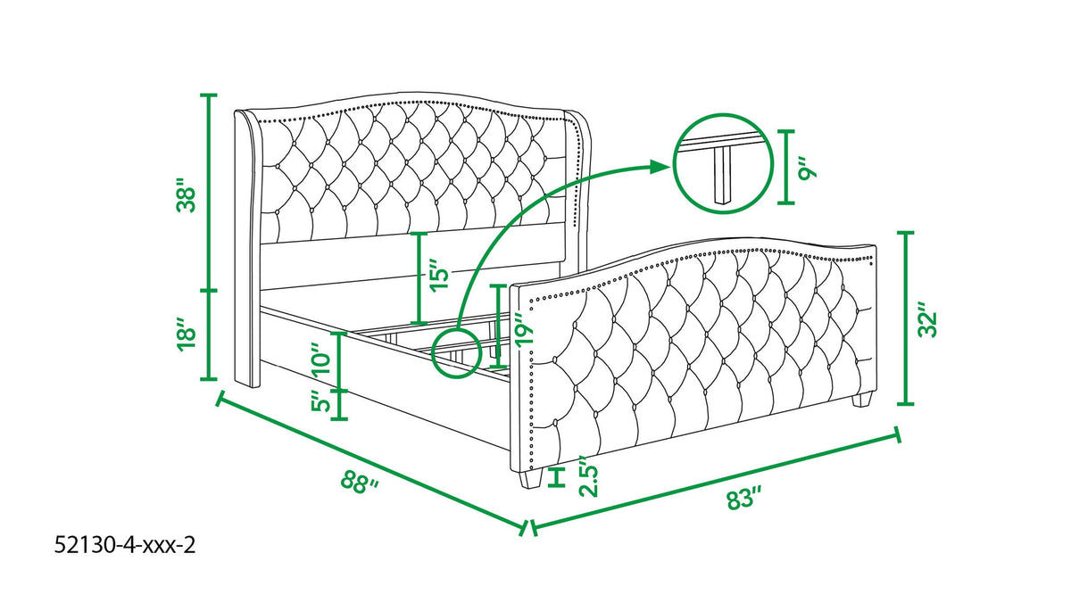 Marcella - King Upholstered Shelter Headboard Bed Set - Silver Gray