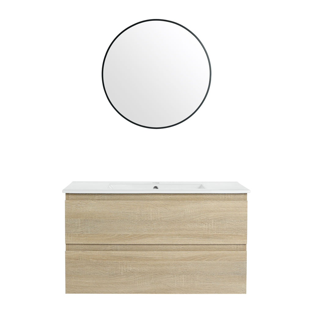 Wall Mounted Bathroom Vanity & Sink, 2 Soft Close Drawers