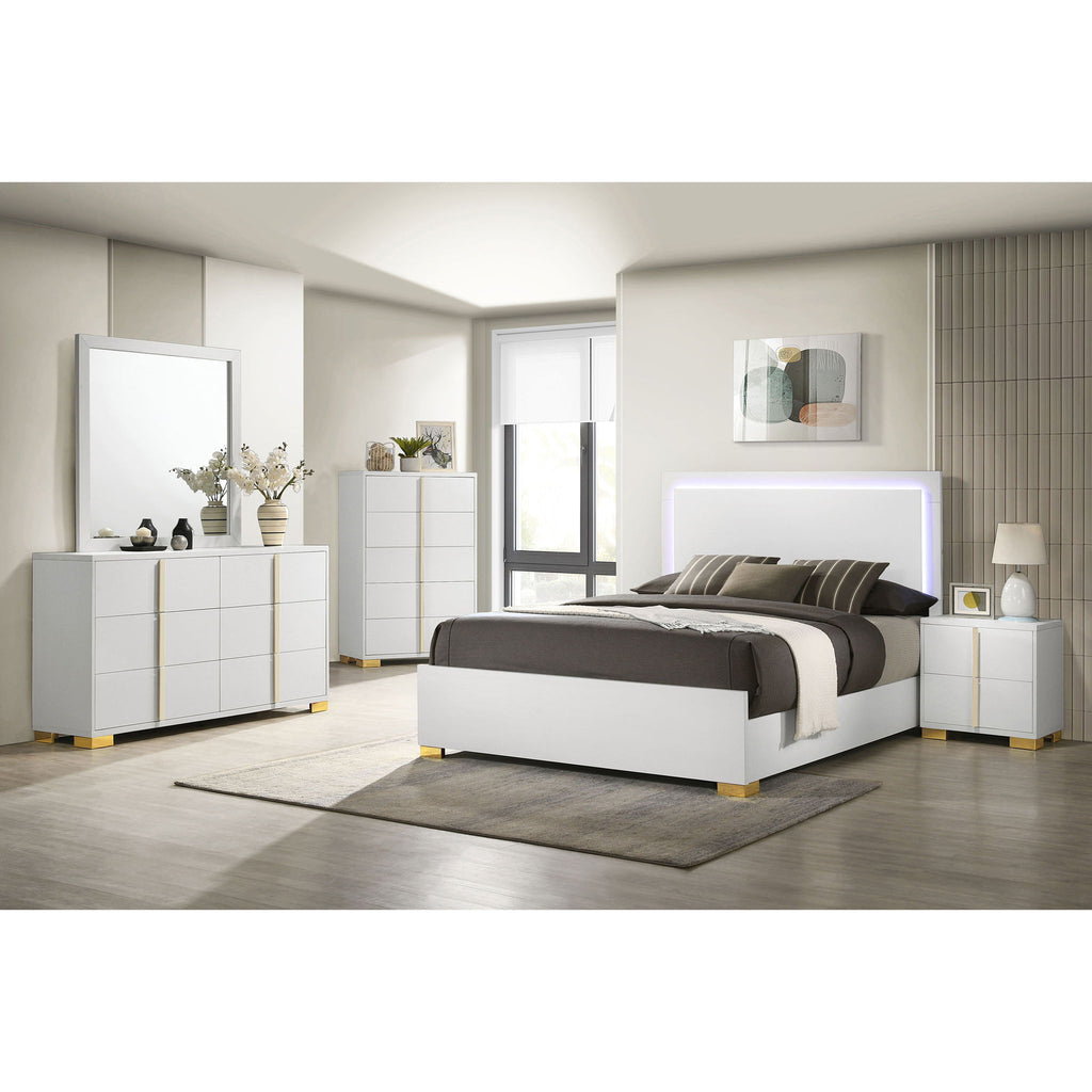Full LED Panel Bed With Touch Activated Lighting - White