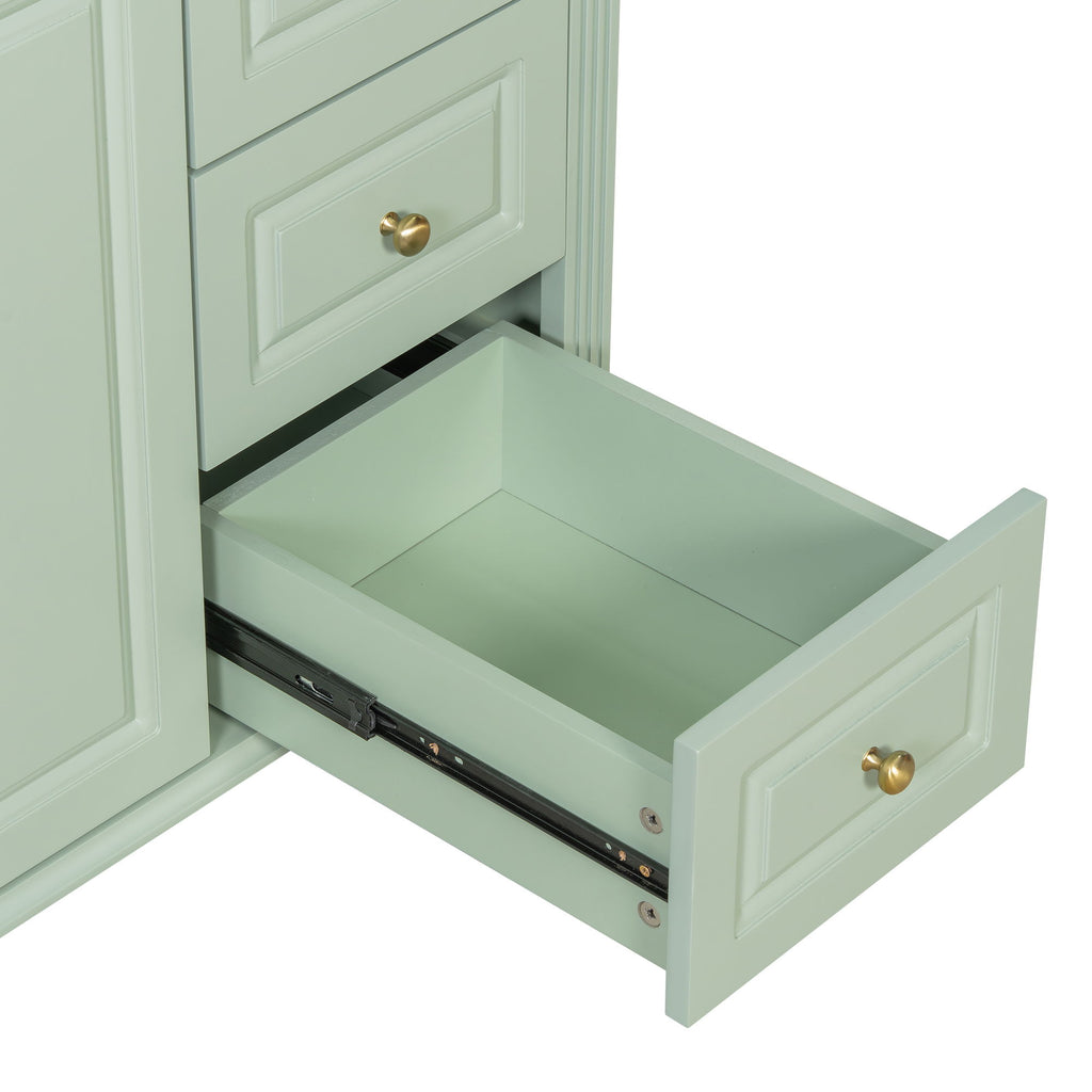 Modern Bathroom Vanity With Sink, 3 Drawers & 2 Doors