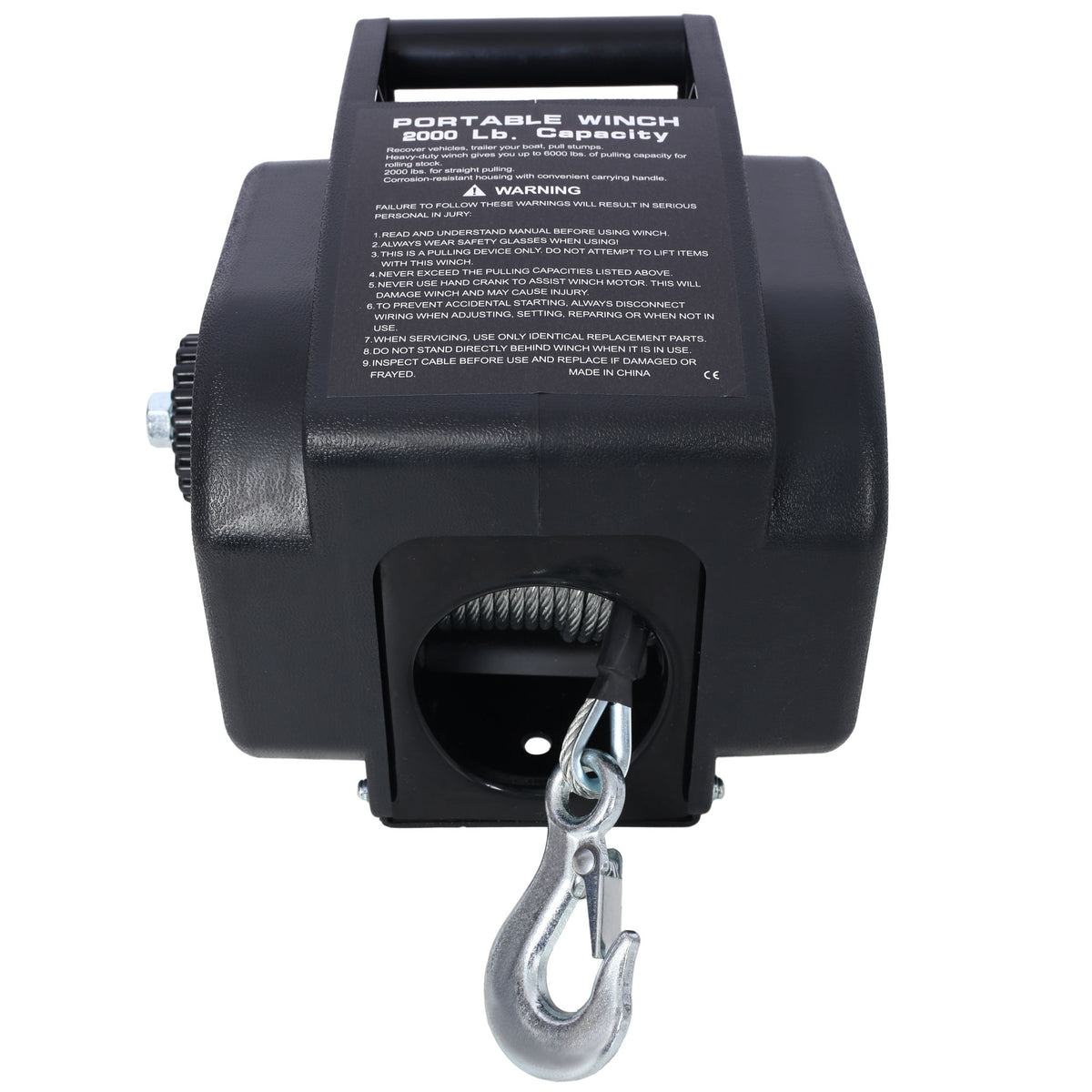 Reversible Electric Trailer Winch For Boats Up To 5000 Lbs With Galvanized Wire Rope And Casing - Black