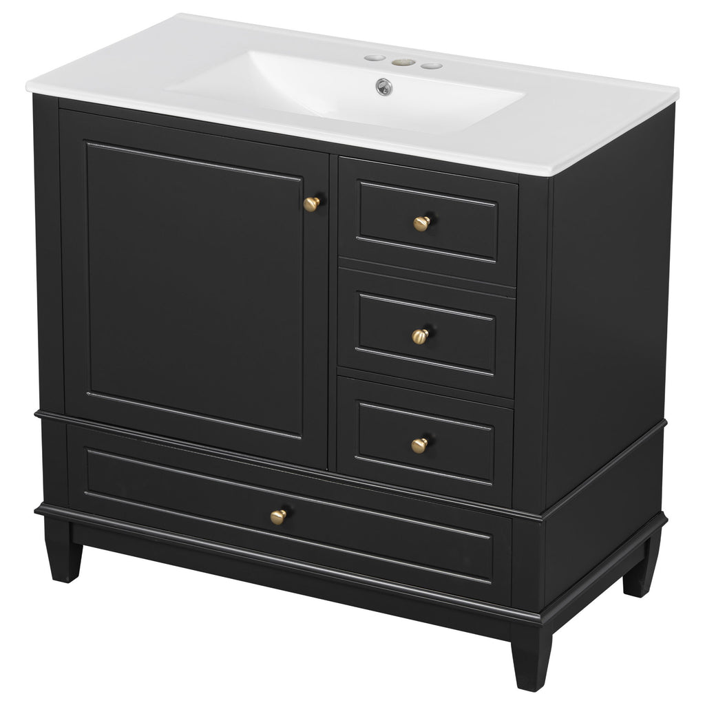 Modern Bathroom Vanity With Sink, 3 Drawers & Cabinet