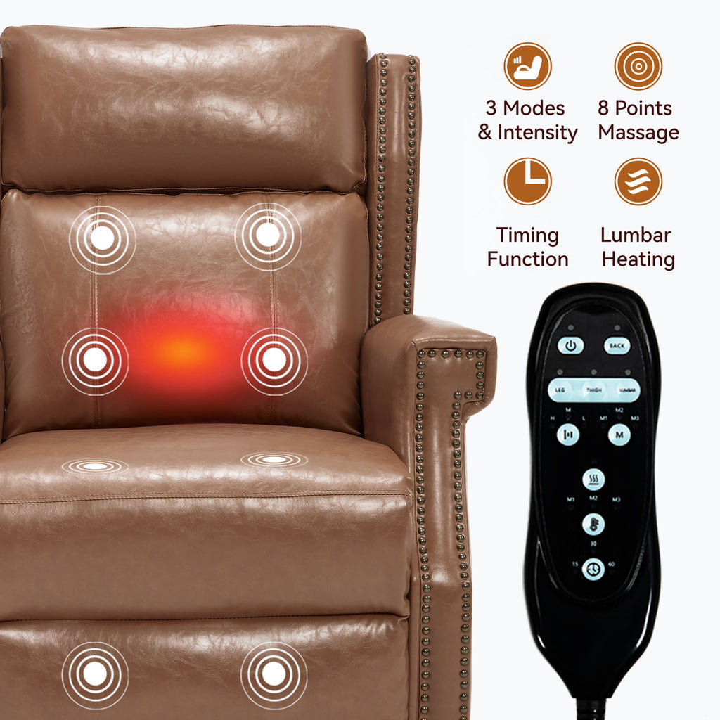 Manual Recliner Chair With Heavy Duty Motion Mechanism, 8 Vibrating Nodes And 3 Massage Modes For Living Room