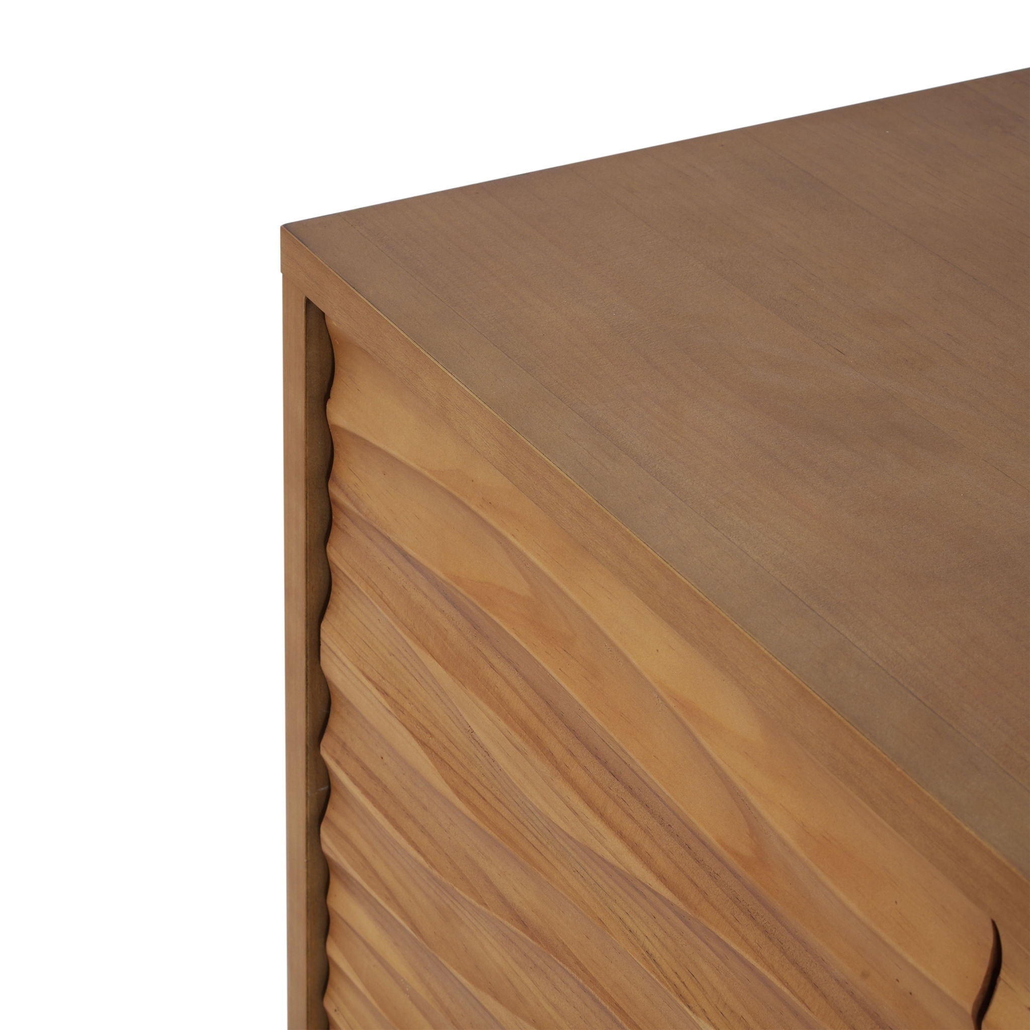4 Door Sideboard, Wavy Pattern Doors, Adjustable Shelves - Natural