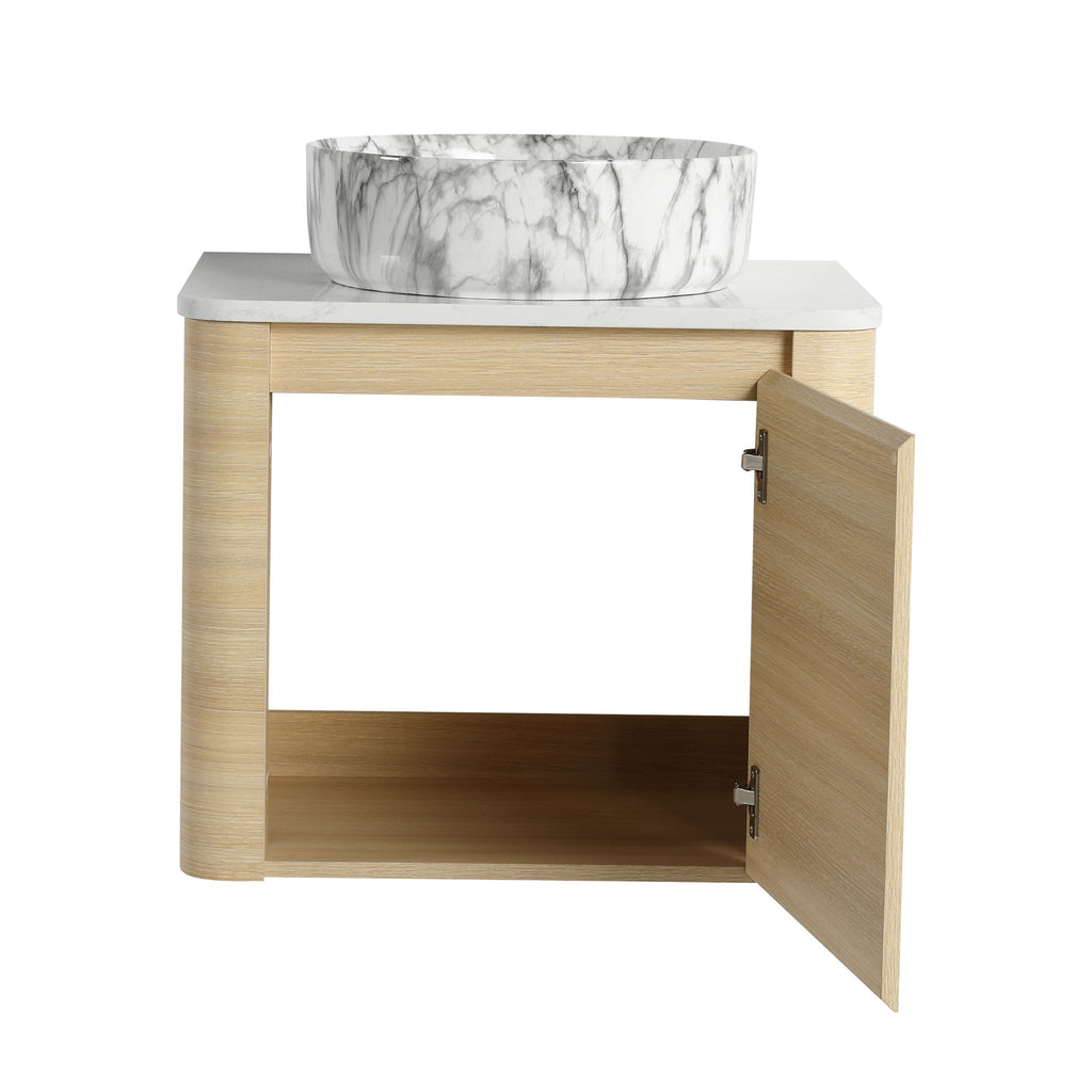 Mounted Bathroom Vanity & Art Sink & 2 Soft Close Doors