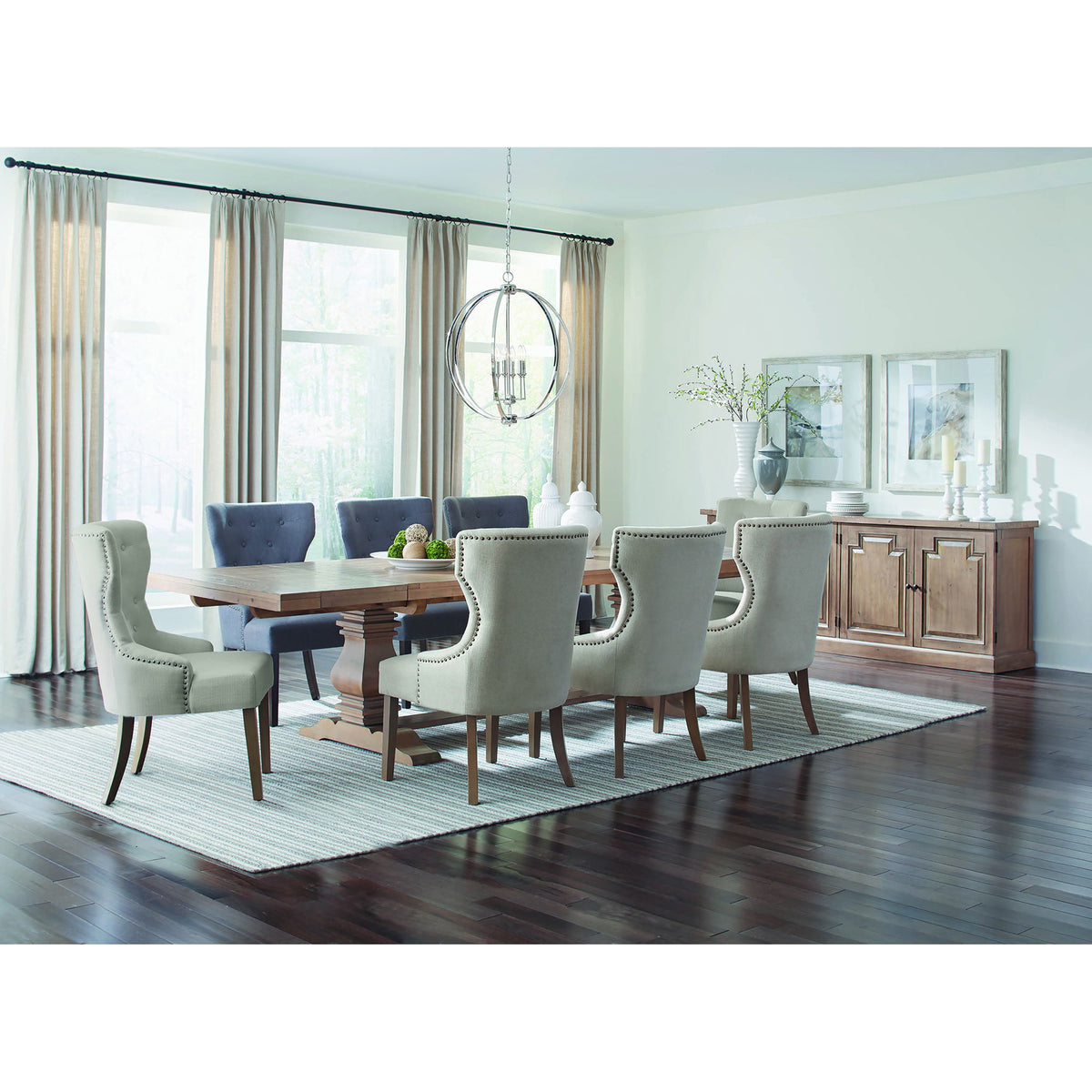 Allende - Extension Dining Table With Double Pedestal Base - Honey