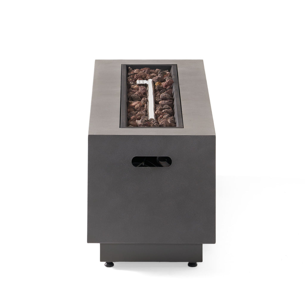 Modern Rectangular Iron Fire Pit 50, 000 Btu - Stone Gray