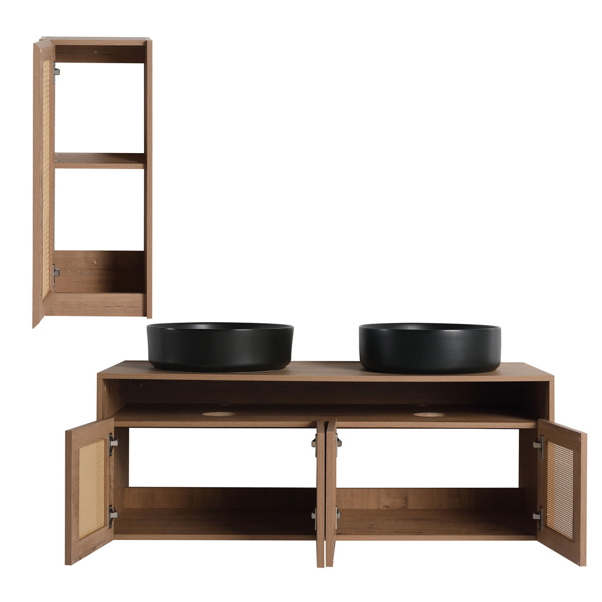 Bathroom Vanity With Art Sink And Side Cabinet, Float Mounting Design