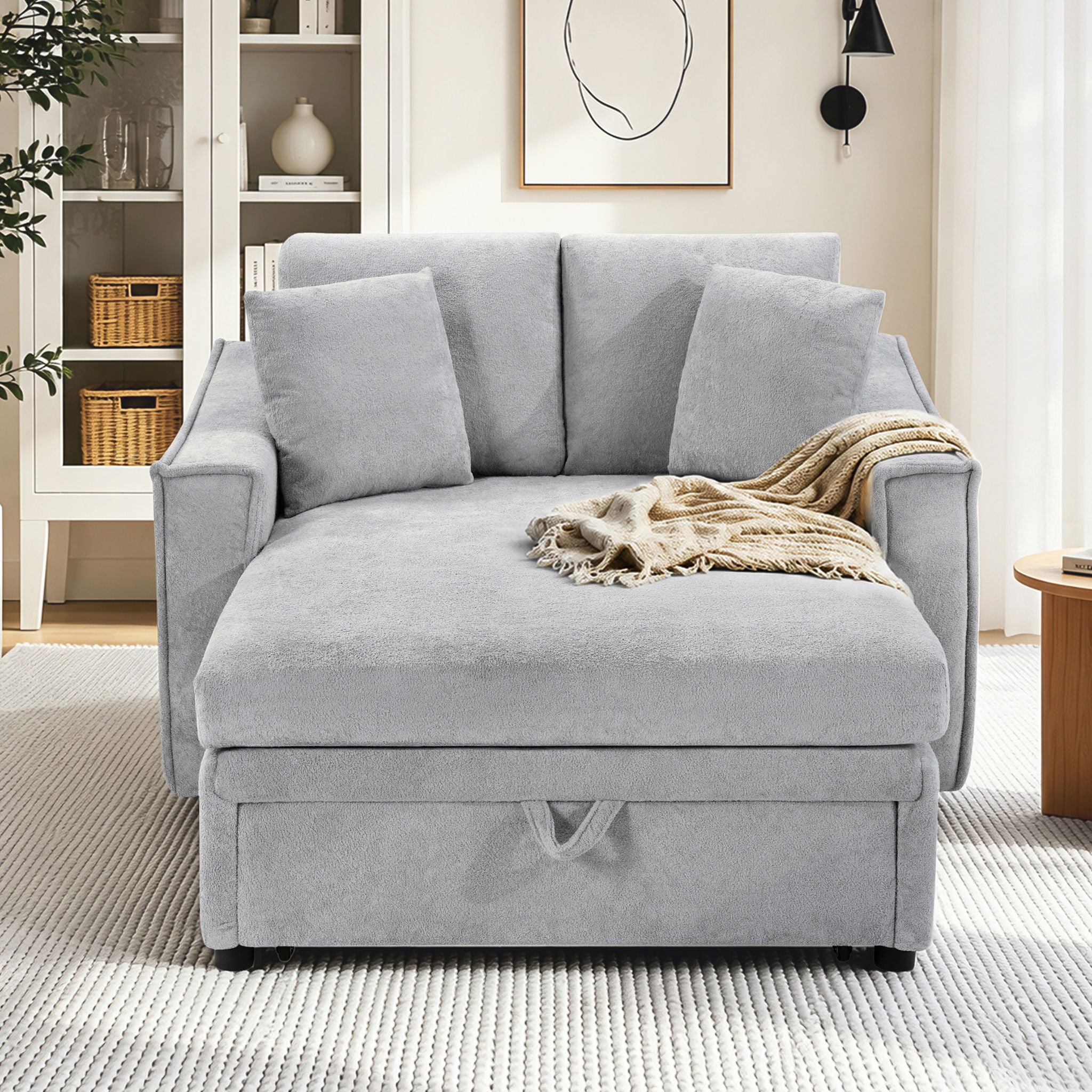 Modern Chaise Sofa With Hidden Storage For Living Room