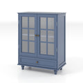 Minimalist Buffet Cabinet With Double Glass Doors And Drawer