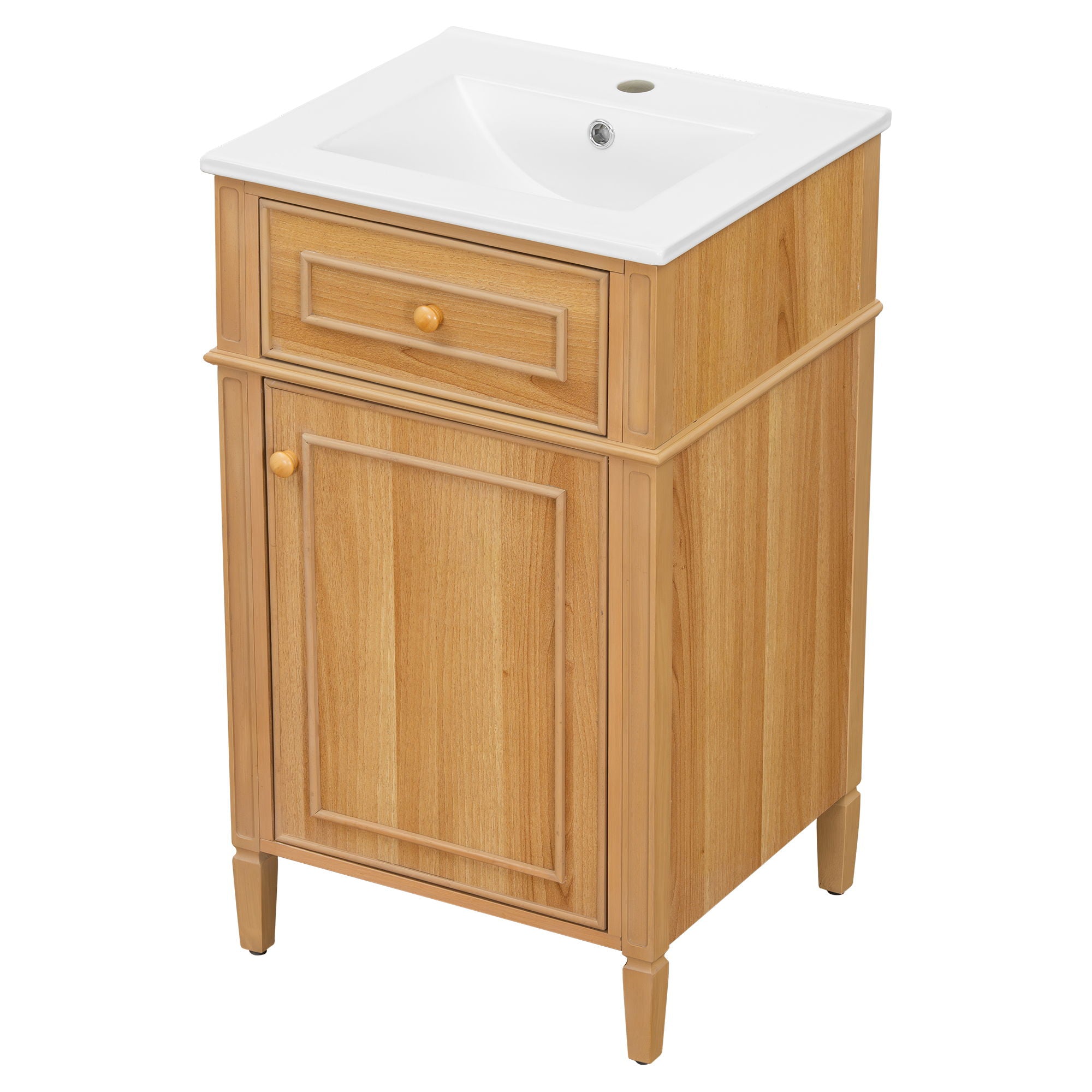 20" Bathroom Vanity With Sink, Adjustable Shelf, Tilt Out Drawer, Freestanding Cabinet - Wood