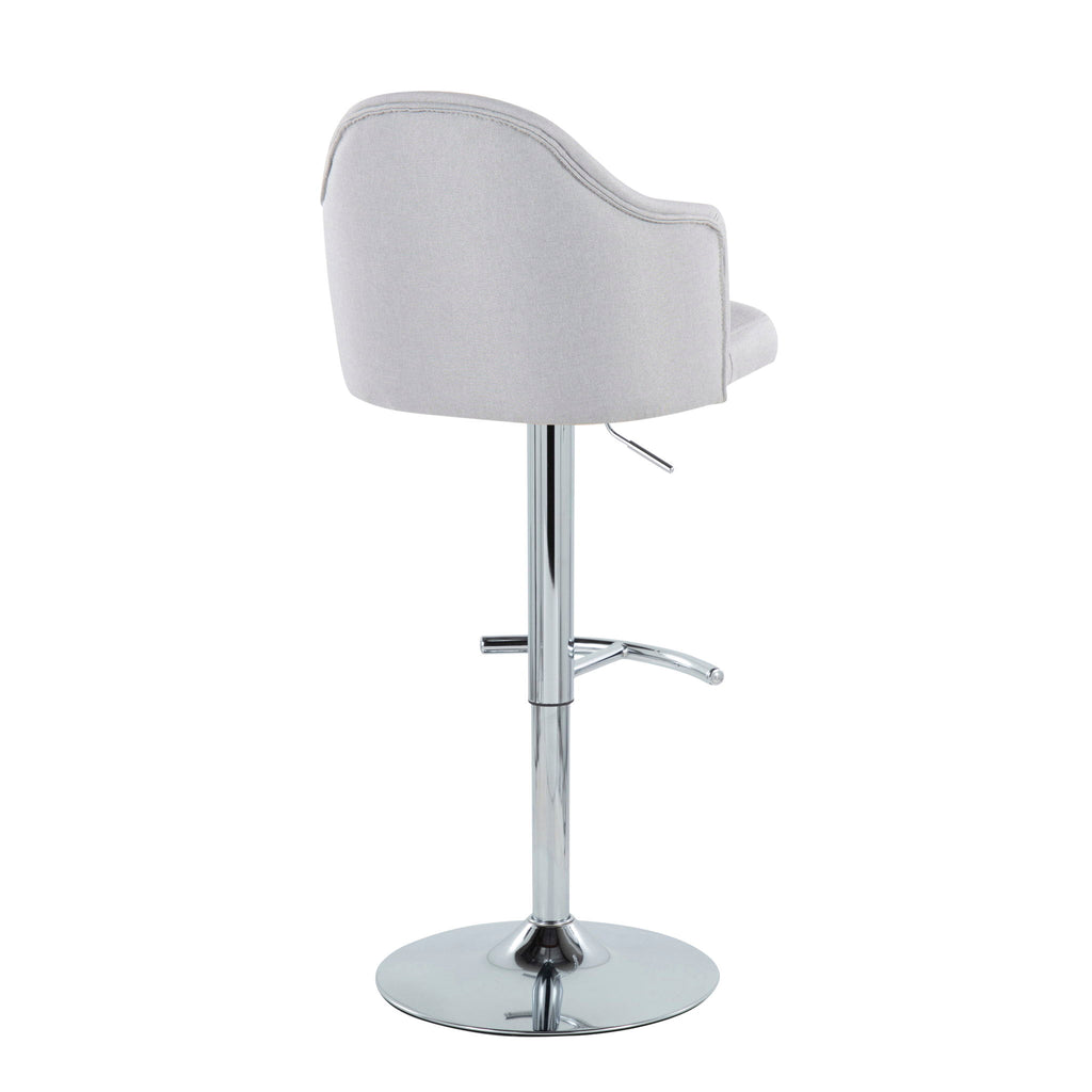 Ahoy - Contemporary Adjustable Barstool With Swivel With Rounded T Footrest (Set of 2) - Gray