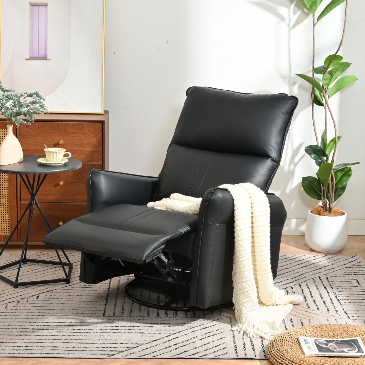 270° Power Swivel Rocker Glider Recliner Chair With USB Ports