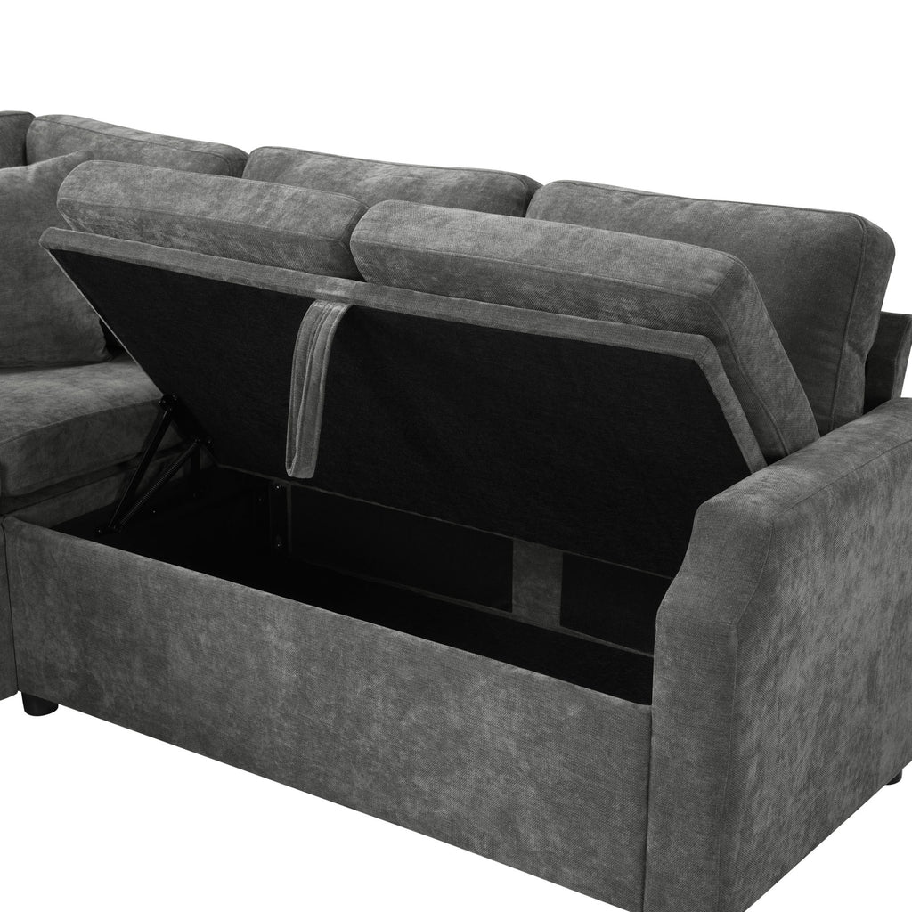 Modern L Shaped Sectional Sofa Bed With Hidden Storage Upholstery