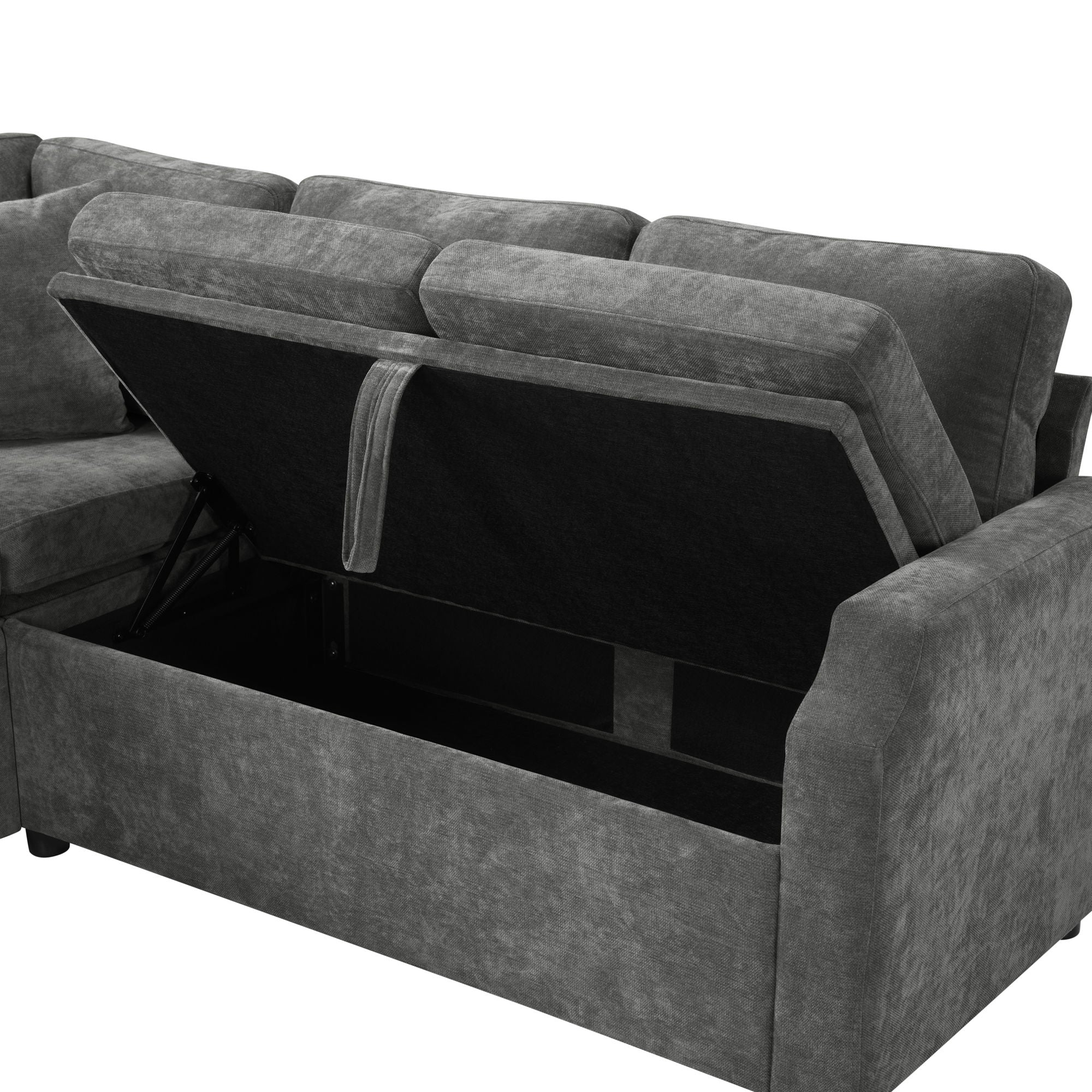 Modern L Shaped Sectional Sofa Bed With Hidden Storage Upholstery