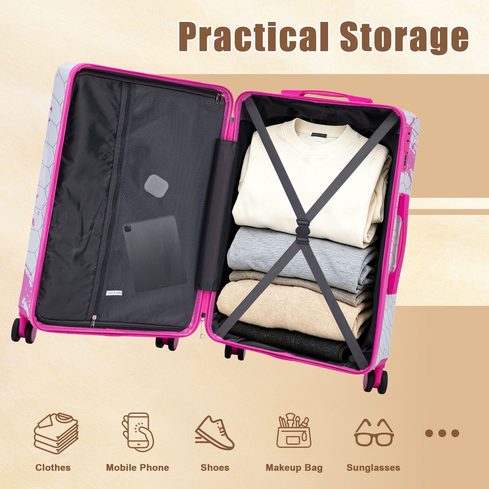 3 Piece With Combination Lock And Silent Wheels