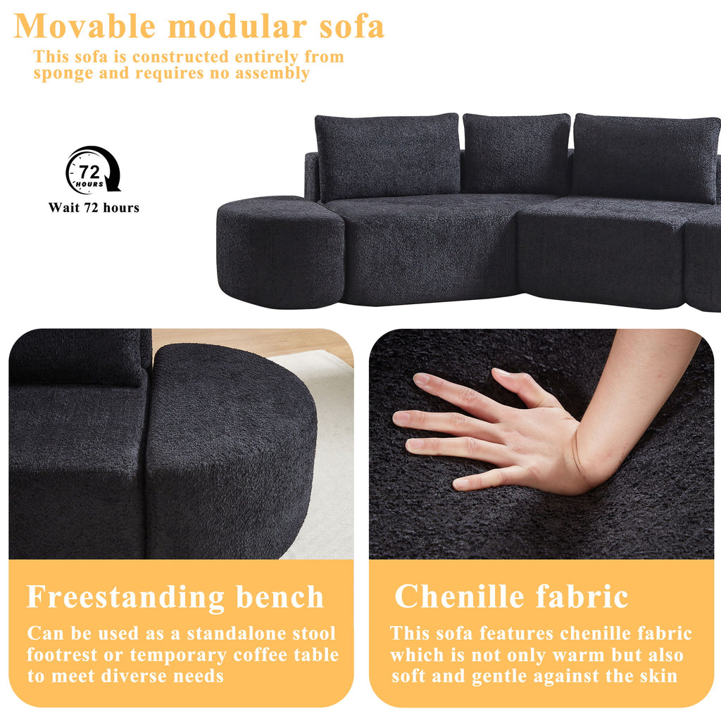 V - Shaped Modular Sofa Set With 3 Pillow