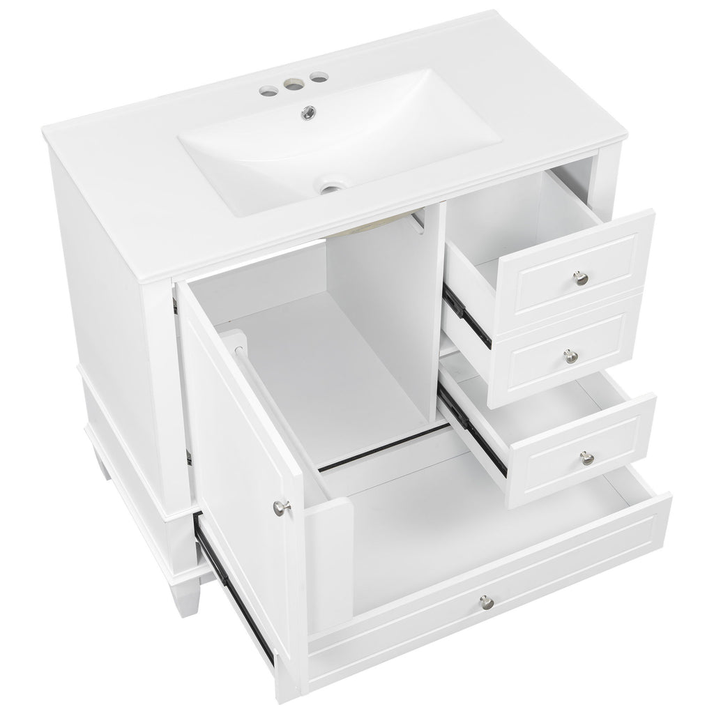 Modern Bathroom Vanity With Sink, 3 Drawers & Cabinet