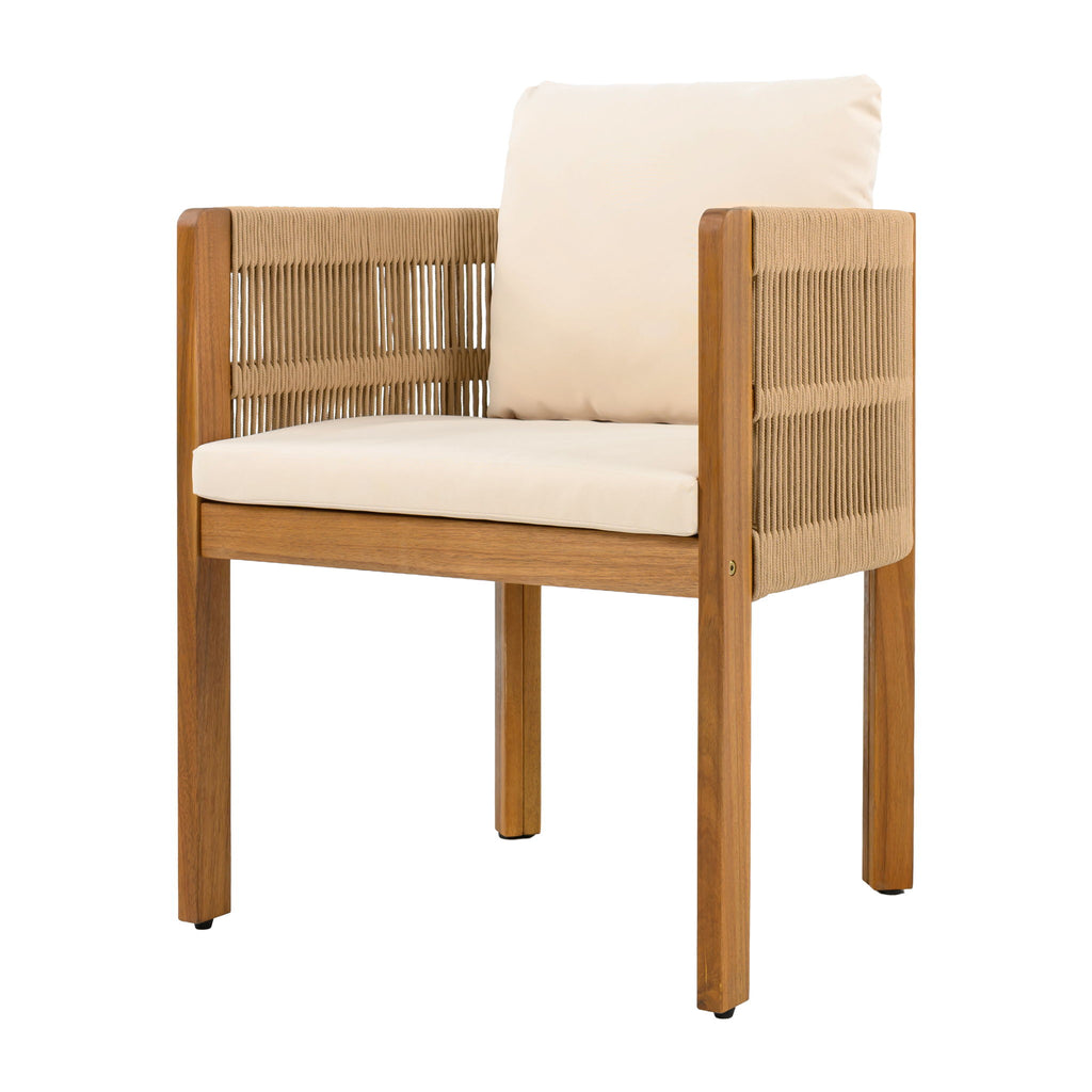 Outdoor Dining Chairs With Rope Handles (Set of 2)