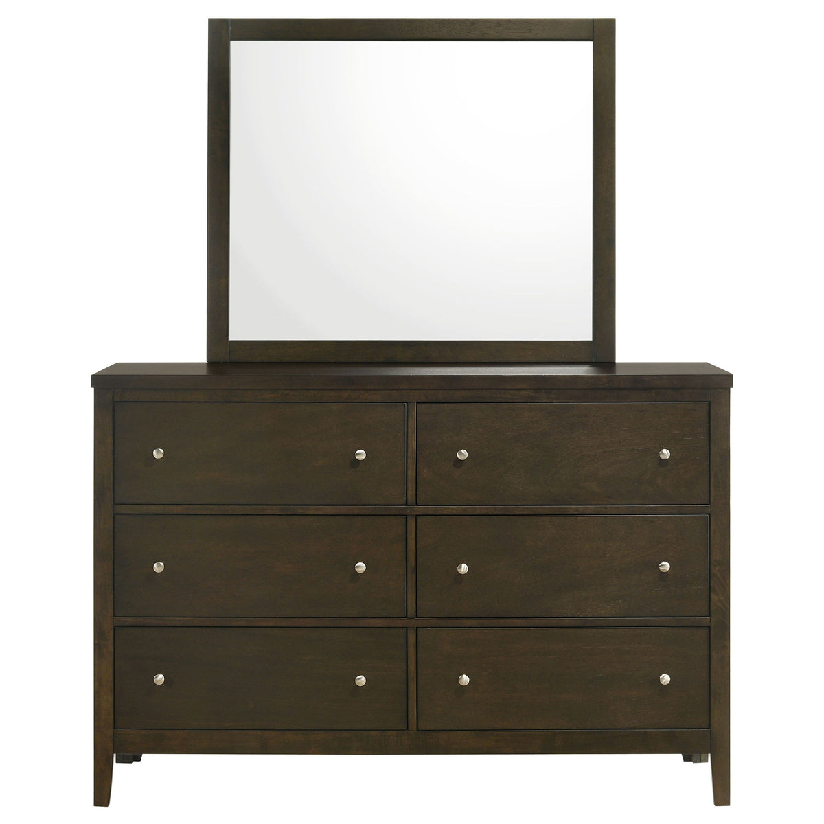 Clement - 6 Drawer Dresser With Mirror - Dark Coffee