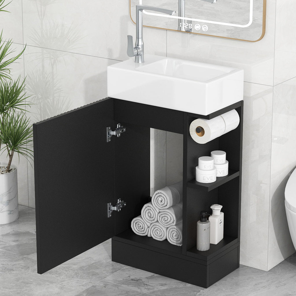 Modern Bathroom Vanity With Sink And 2 Tier Shelf