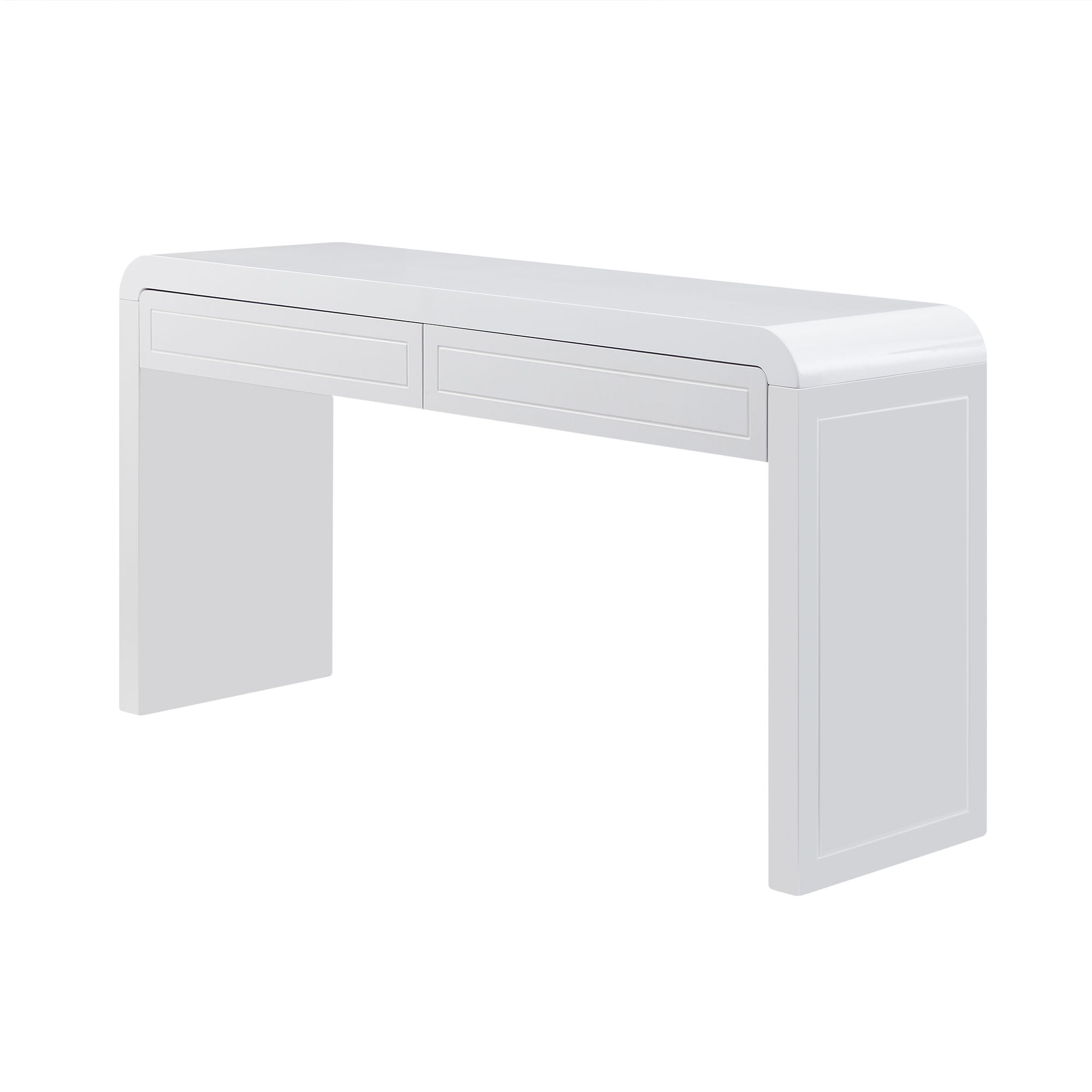 Curved Console Table With Storage, 2 Drawers - White