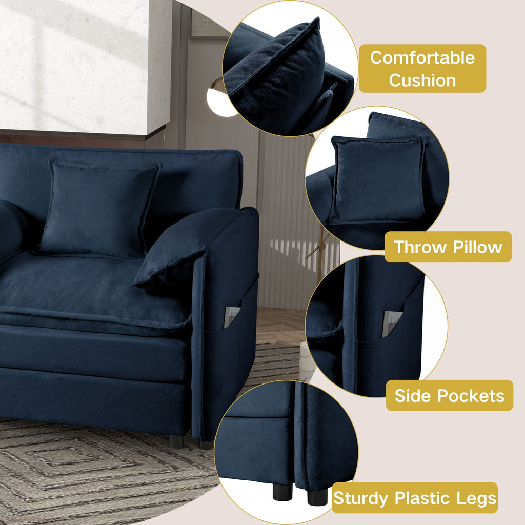 Modern Oversized Accent Chair, Comfy Single Sofa With Large Seat (Set of 2)
