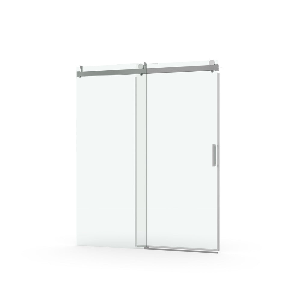 Frameless Soft Closing Shower Door, 1 / 4" (6Mm) Tempered Glass Single Sliding With Explosion Proof Coating - Chrome